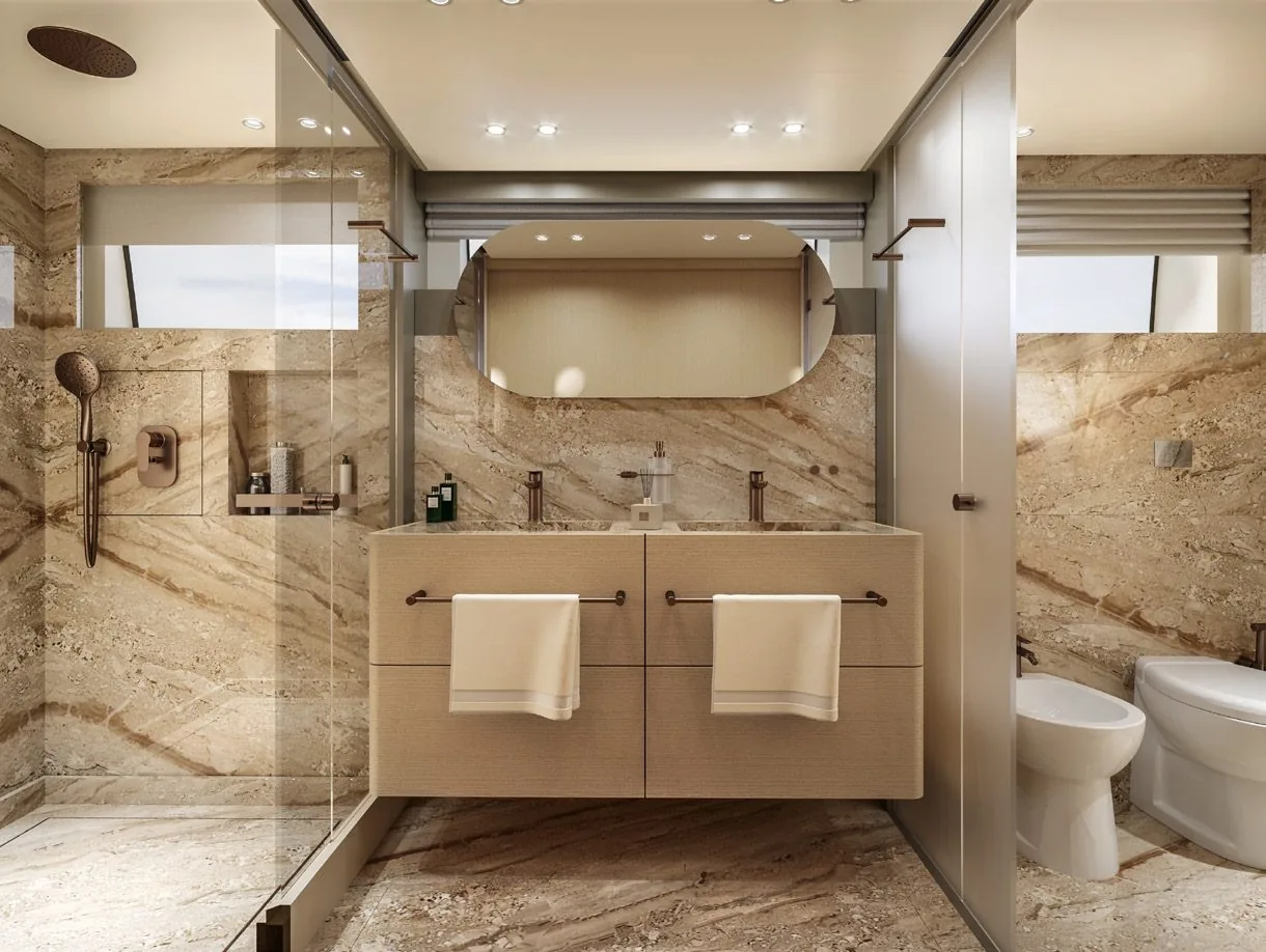 Owner's bathroom in marble